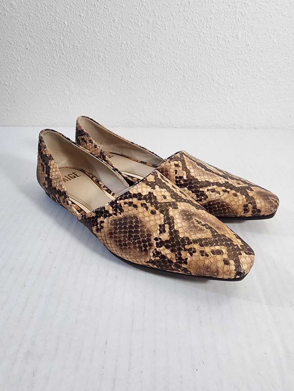 Paige Snake Print D'Orsay Flats Leather Pointed Toe Slip On Women's Size 6